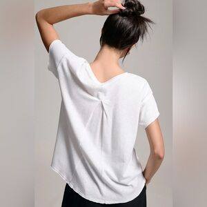 Anthropologie Pilcro White Linen Blend Short Sleeve Swing Tee Size XS